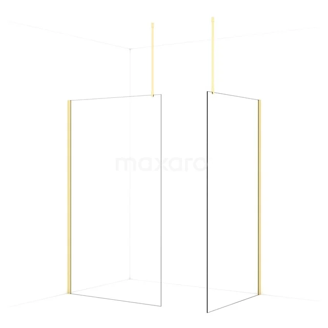 Diamond Walk-in shower | 120x110 cm Light gold Clear glass 2 fixed walls IDB1211910LG