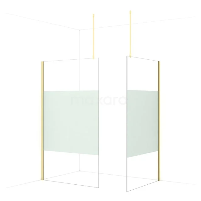 Diamond Walk-in shower | 120x110 cm Light gold Clear with matt strip 2 fixed walls IDB1211913LG