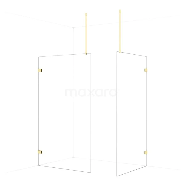Diamond Walk-in shower | 120x110 cm Light gold Clear glass 2 fixed walls IDB1211920LG