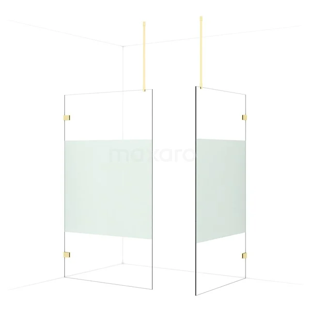 Diamond Walk-in shower | 120x110 cm Light gold Clear with matt strip 2 fixed walls IDB1211923LG