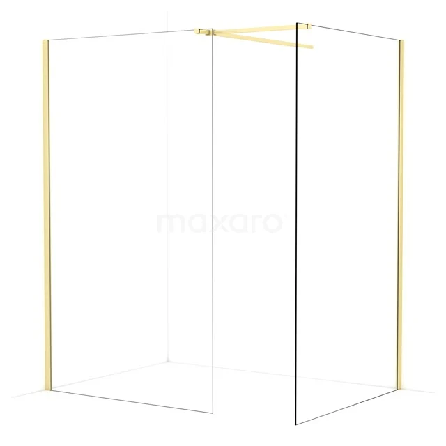 Diamond Walk-in shower | 120x120 cm Light gold Clear glass 2 fixed walls IDB1212510LG