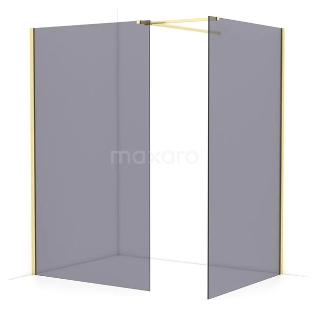 Diamond Inloopdouche | 120x120 cm Lichtgoud Rookglas 2 vaste wanden IDB1212511LG