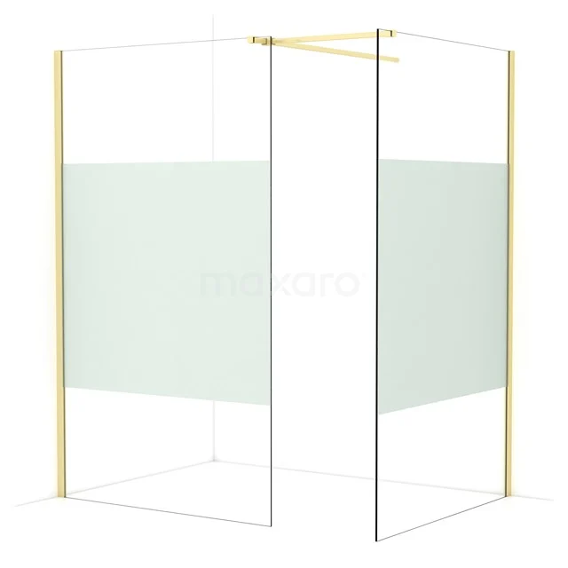 Diamond Walk-in shower | 120x120 cm Light gold Clear with matt strip 2 fixed walls IDB1212513LG