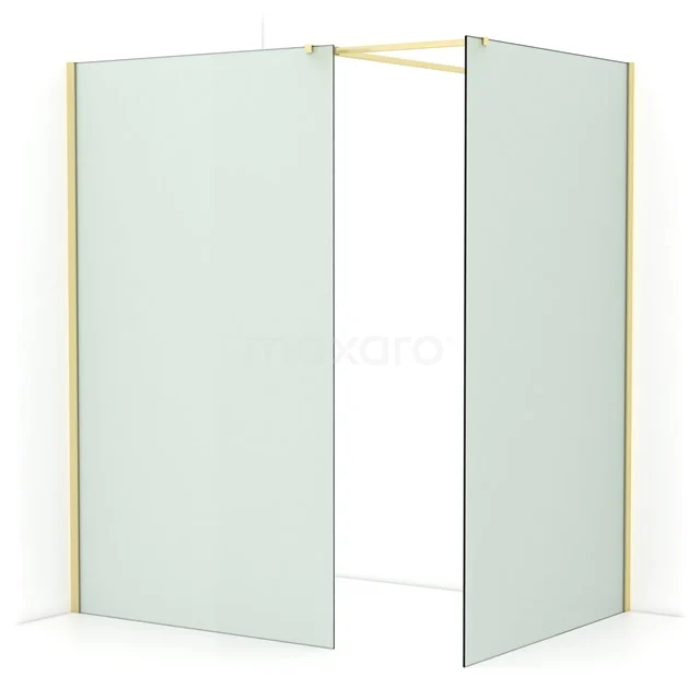 Diamond Walk-in shower | 120x120 cm Light gold Frosted glass 2 fixed walls IDB1212517LG