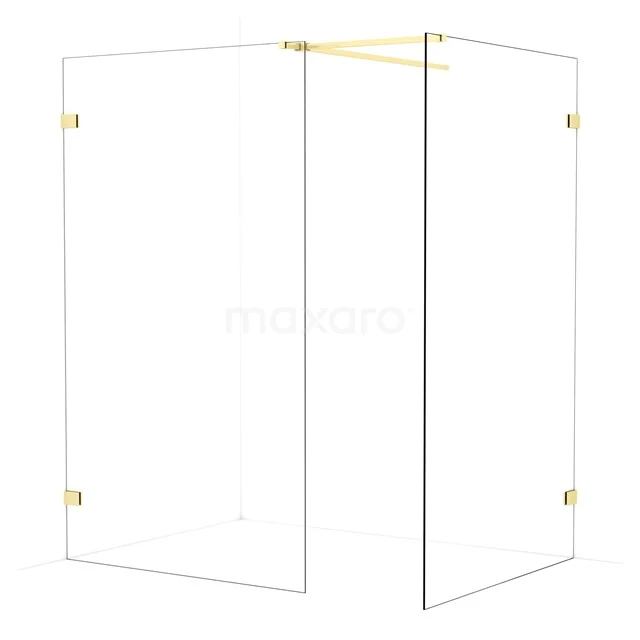 Diamond Walk-in shower | 120x120 cm Light gold Clear glass 2 fixed walls IDB1212520LG