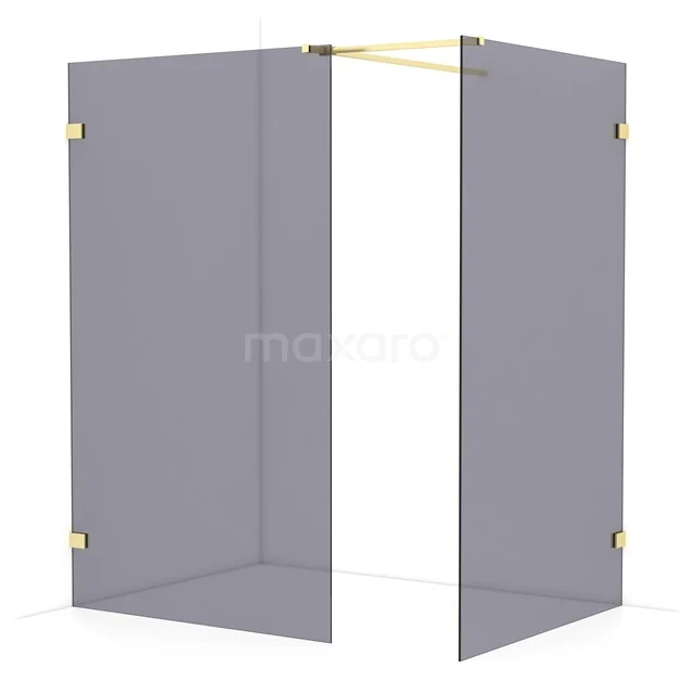Diamond Walk-in shower | 120x120 cm Light gold Smoke glass 2 fixed walls IDB1212521LG