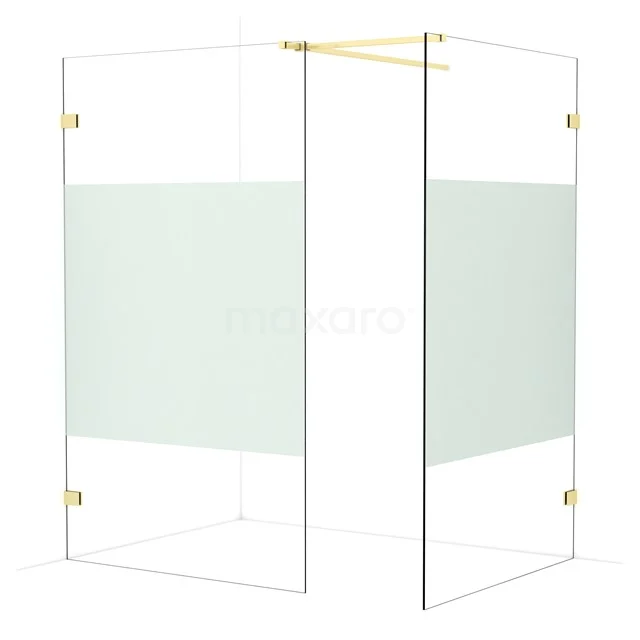 Diamond Walk-in shower | 120x120 cm Light gold Clear with matt strip 2 fixed walls IDB1212523LG