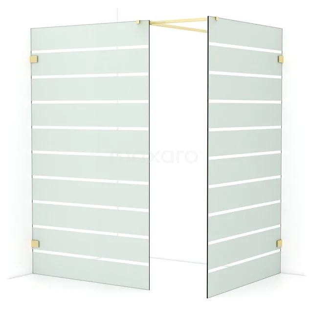 Diamond Walk-in shower | 120x120 cm Light gold Clear with matt stripes 2 fixed walls IDB1212526LG