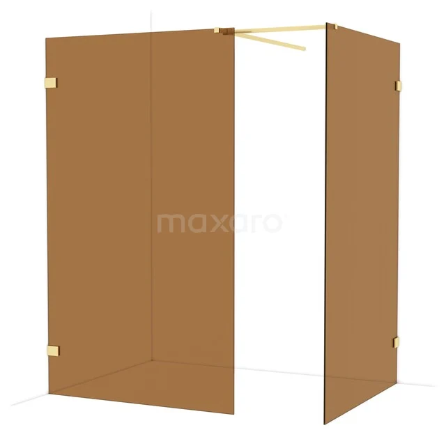 Diamond Walk-in shower | 120x120 cm Light gold Bronze glass 2 fixed walls IDB1212529LG Diamond Walk-in shower | 120x120 cm Light gold Bronze glass 2 fixed walls IDB1212529LG