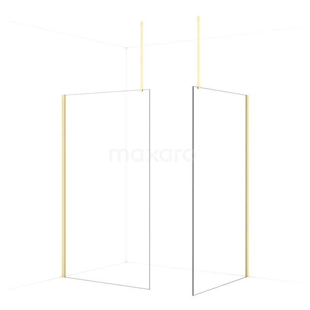 Diamond Walk-in shower | 120x120 cm Light gold Clear glass 2 fixed walls IDB1212910LG