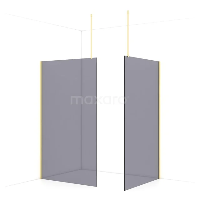 Diamond Walk-in shower | 120x120 cm Light gold Smoke glass 2 fixed walls IDB1212911LG