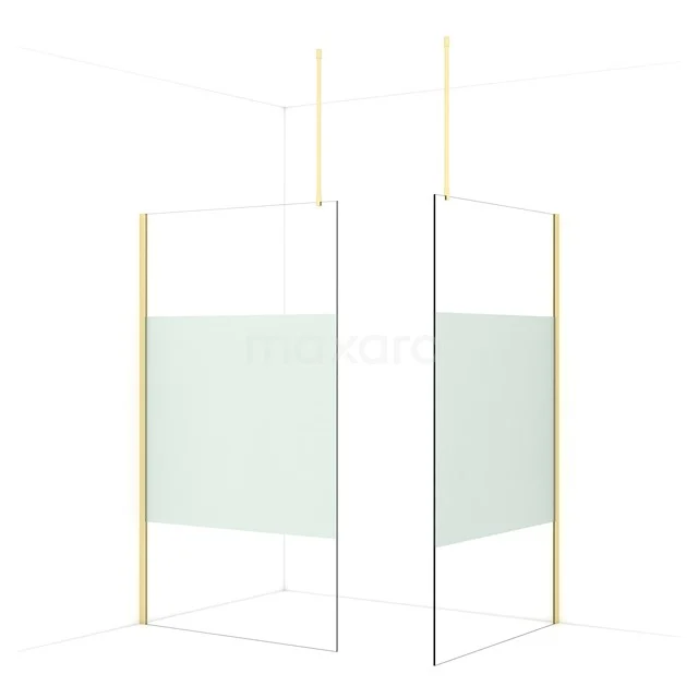 Diamond Walk-in shower | 120x120 cm Light gold Clear with matt strip 2 fixed walls IDB1212913LG