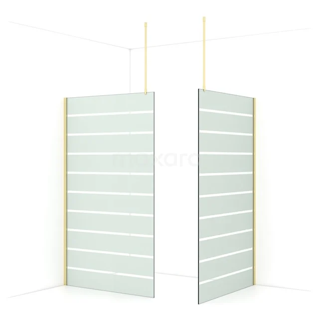 Diamond Walk-in shower | 120x120 cm Light gold Clear with matt stripes 2 fixed walls IDB1212916LG