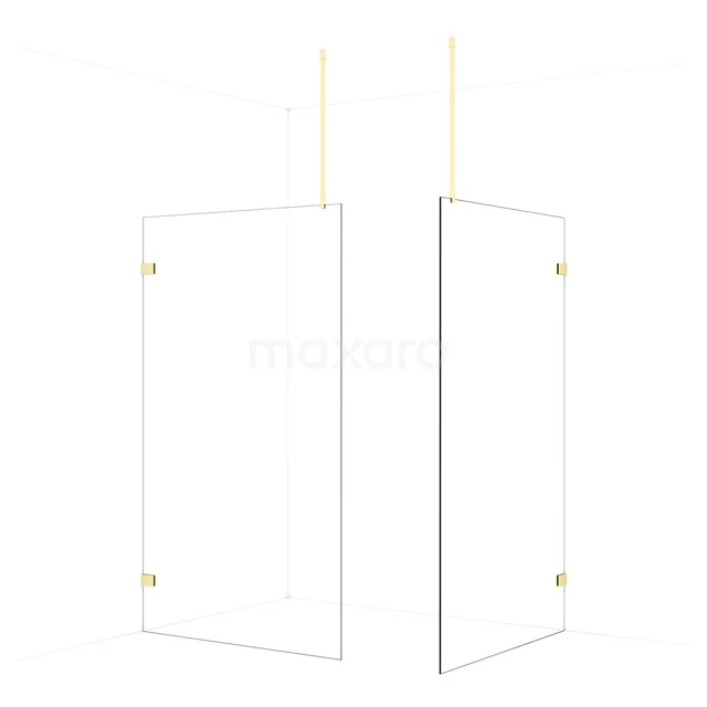 Diamond Walk-in shower | 120x120 cm Light gold Clear glass 2 fixed walls IDB1212920LG