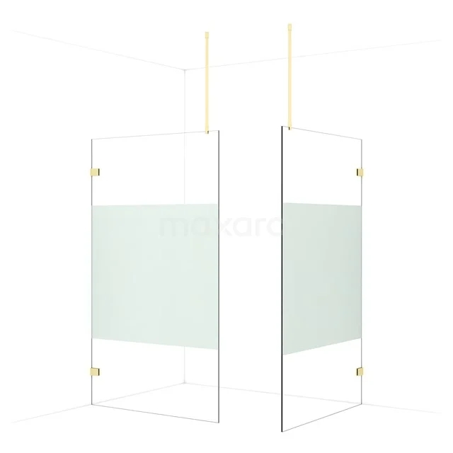Diamond Walk-in shower | 120x120 cm Light gold Clear with matt strip 2 fixed walls IDB1212923LG