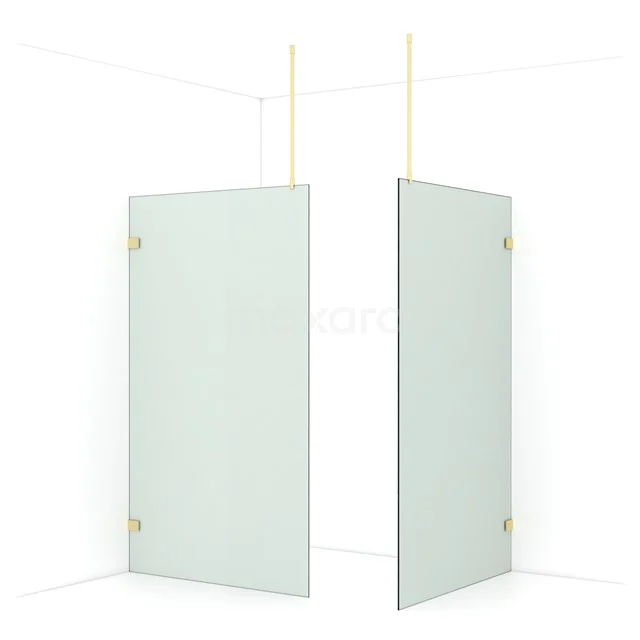 Diamond Walk-in shower | 120x120 cm Light gold Frosted glass 2 fixed walls IDB1212927LG