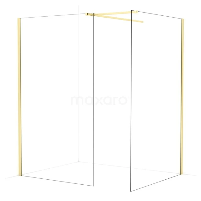Diamond Walk-in shower | 130x120 cm Light gold Clear glass 2 fixed walls IDB1213510LG