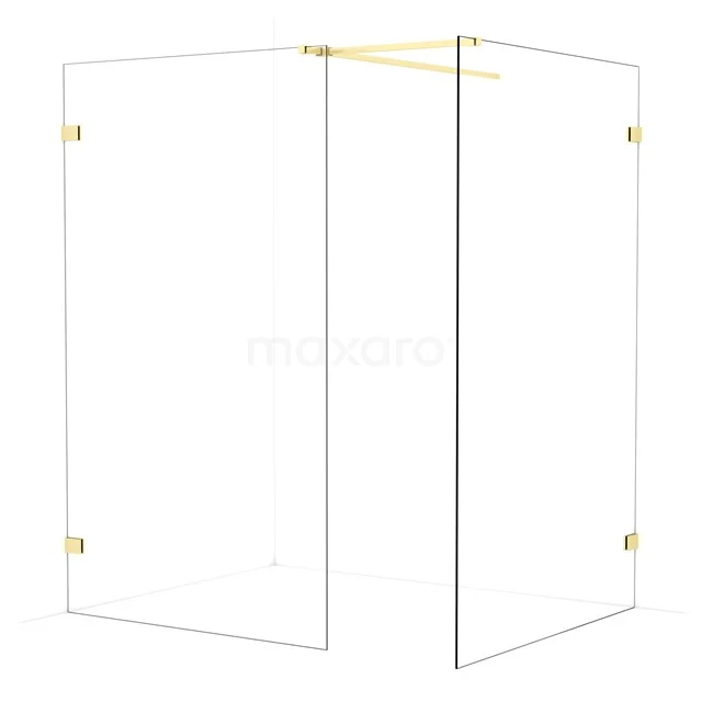 Diamond Walk-in shower | 130x120 cm Light gold Clear glass 2 fixed walls IDB1213520LG