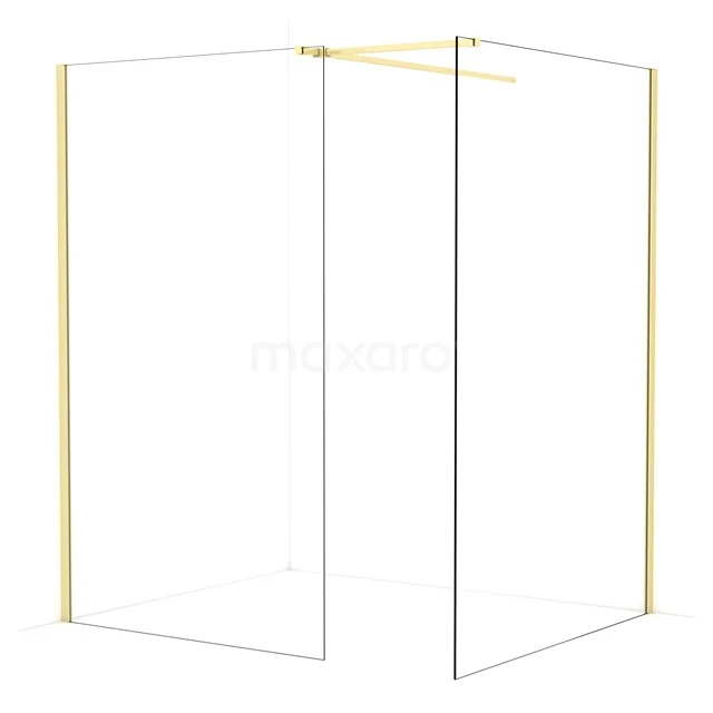 Diamond Walk-in shower | 140x120 cm Light gold Clear glass 2 fixed walls IDB1214510LG