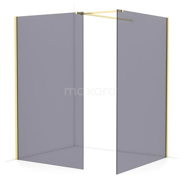 Diamond Walk-in shower | 140x120 cm Light gold Smoke glass 2 fixed walls IDB1214511LG