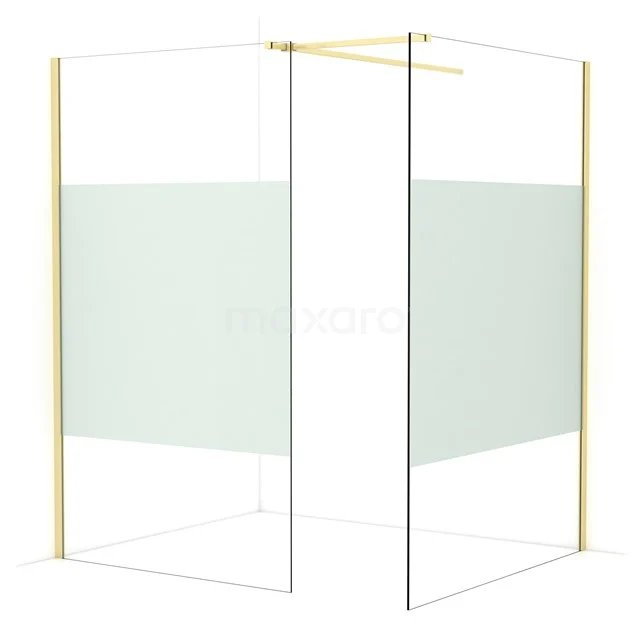 Diamond Walk-in shower | 140x120 cm Light gold Clear with matt strip 2 fixed walls IDB1214513LG