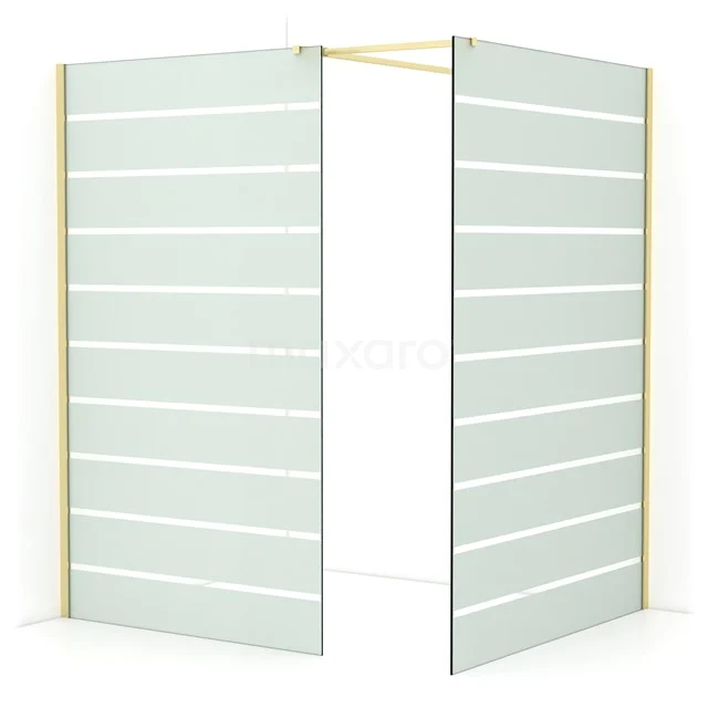 Diamond Walk-in shower | 140x120 cm Light gold Clear with matt stripes 2 fixed walls IDB1214516LG