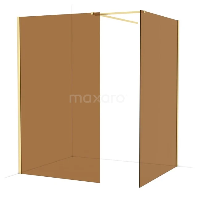Diamond begehbare Dusche | 140x120 cm Helles Gold  2 feste Wände IDB1214519LG