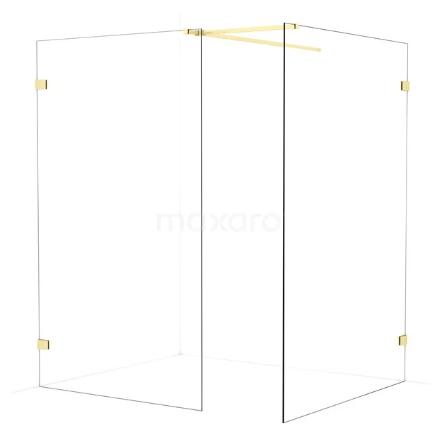 Diamond Walk-in shower | 140x120 cm Light gold Clear glass 2 fixed walls IDB1214520LG