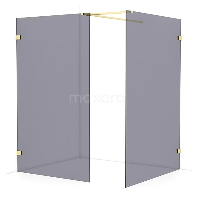 Diamond Walk-in shower | 140x120 cm Light gold Smoke glass 2 fixed walls IDB1214521LG