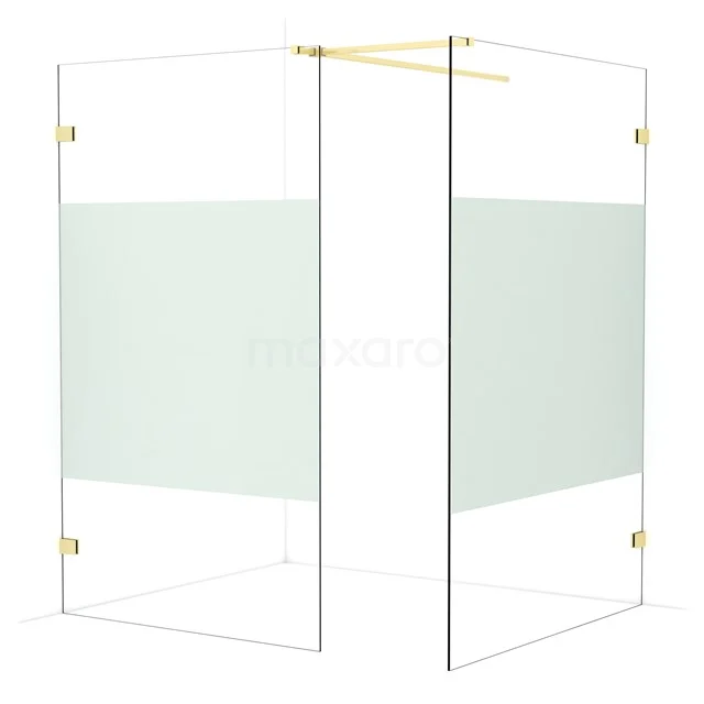 Diamond Walk-in shower | 140x120 cm Light gold Clear with matt strip 2 fixed walls IDB1214523LG