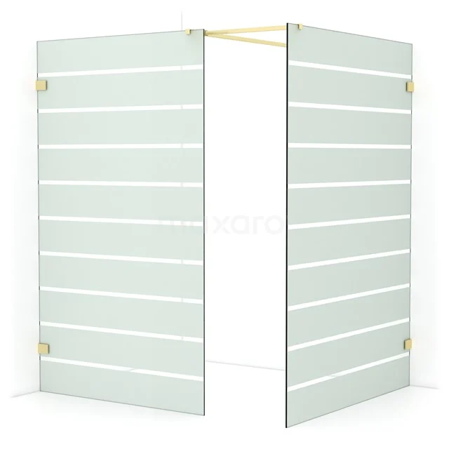 Diamond Walk-in shower | 140x120 cm Light gold Clear with matt stripes 2 fixed walls IDB1214526LG