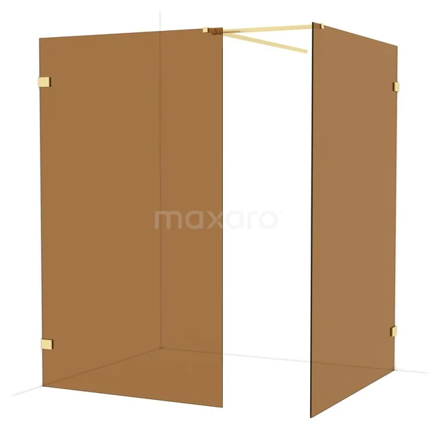 Diamond Walk-in shower | 140x120 cm Light gold Bronze glass 2 fixed walls IDB1214529LG Diamond Walk-in shower | 140x120 cm Light gold Bronze glass 2 fixed walls IDB1214529LG