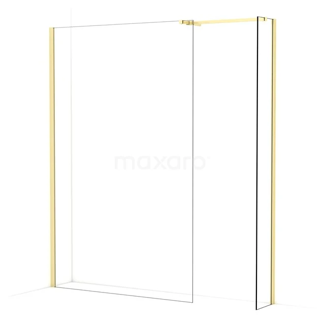 Diamond Walk-in shower | 130x30 cm Light gold Clear glass 2 fixed walls IDB1303510LG