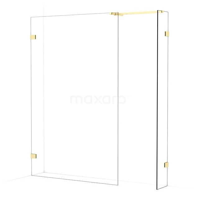 Diamond Walk-in shower | 130x30 cm Light gold Clear glass 2 fixed walls IDB1303520LG