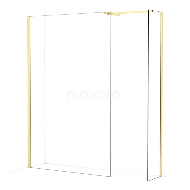 Diamond Walk-in shower | 130x40 cm Light gold Clear glass 2 fixed walls IDB1304510LG