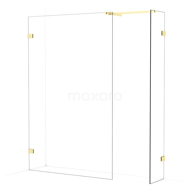 Diamond Walk-in shower | 130x40 cm Light gold Clear glass 2 fixed walls IDB1304520LG