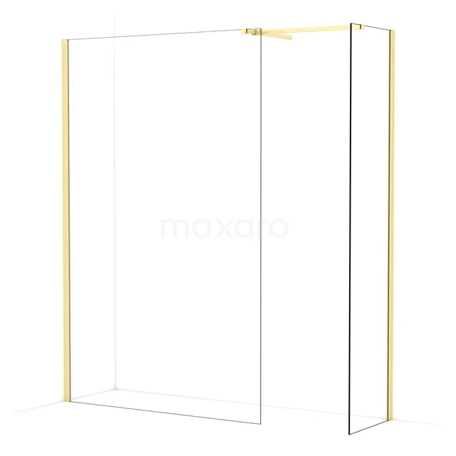 Diamond Walk-in shower | 130x50 cm Light gold Clear glass 2 fixed walls IDB1305510LG
