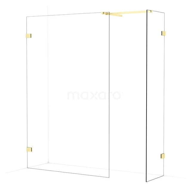 Diamond Walk-in shower | 130x50 cm Light gold Clear glass 2 fixed walls IDB1305520LG