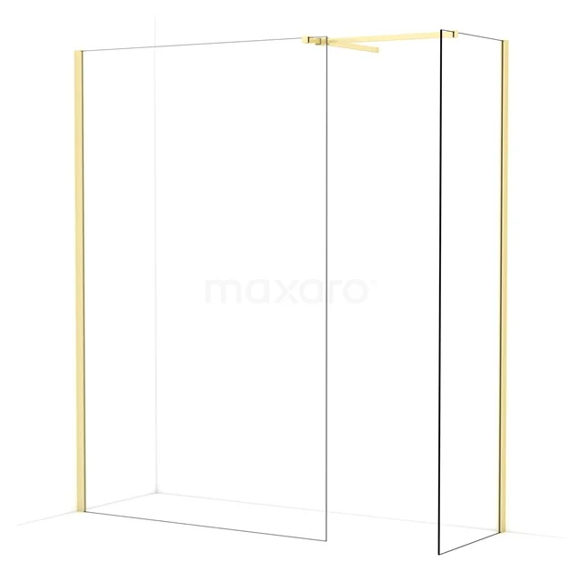 Diamond Walk-in shower | 130x60 cm Light gold Clear glass 2 fixed walls IDB1306510LG