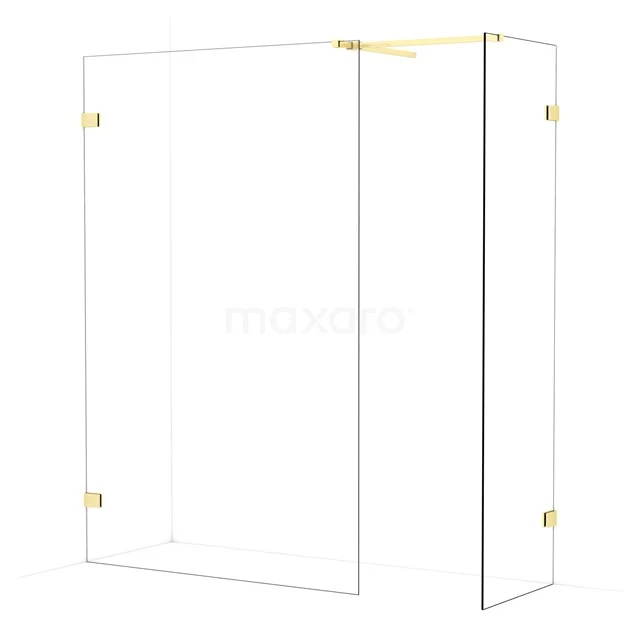 Diamond Walk-in shower | 130x60 cm Light gold Clear glass 2 fixed walls IDB1306520LG