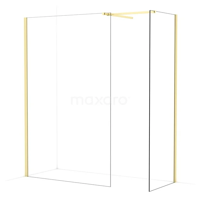 Diamond Walk-in shower | 130x70 cm Light gold Clear glass 2 fixed walls IDB1307510LG