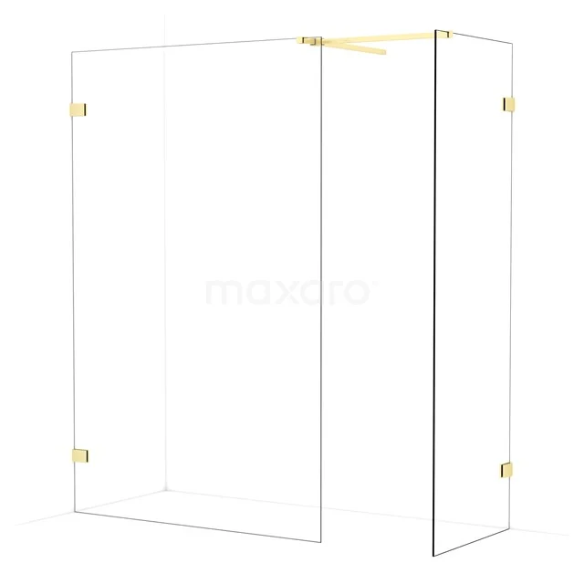 Diamond Walk-in shower | 130x70 cm Light gold Clear glass 2 fixed walls IDB1307520LG
