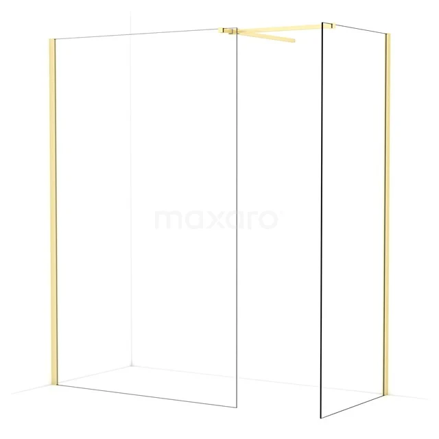 Diamond Walk-in shower | 130x80 cm Light gold Clear glass 2 fixed walls IDB1308510LG