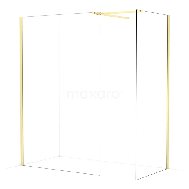 Diamond Walk-in shower | 130x90 cm Light gold Clear glass 2 fixed walls IDB1309510LG