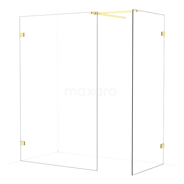 Diamond Walk-in shower | 130x90 cm Light gold Clear glass 2 fixed walls IDB1309520LG