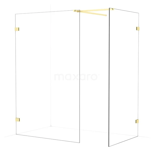 Diamond Walk-in shower | 130x100 cm Light gold Clear glass 2 fixed walls IDB1310520LG