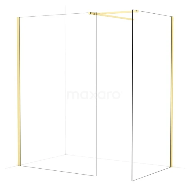 Diamond Walk-in shower | 130x110 cm Light gold Clear glass 2 fixed walls IDB1311510LG