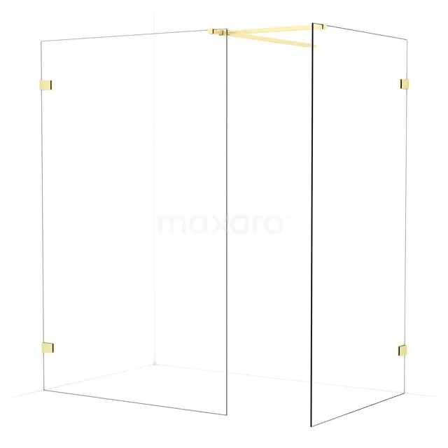 Diamond Walk-in shower | 130x110 cm Light gold Clear glass 2 fixed walls IDB1311520LG