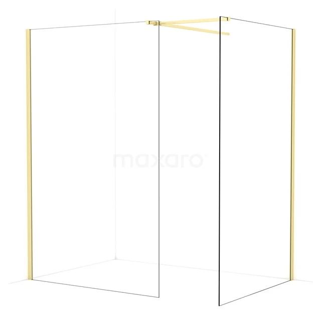 Diamond Walk-in shower | 130x120 cm Light gold Clear glass 2 fixed walls IDB1312510LG