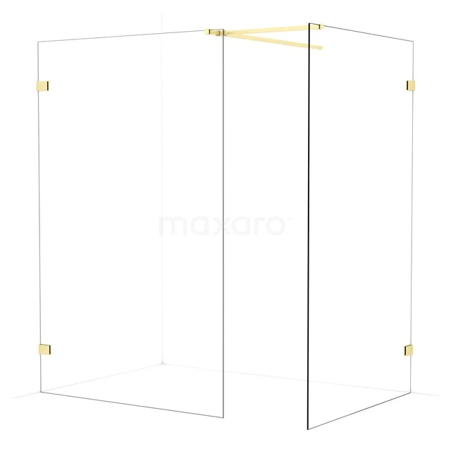 Diamond Walk-in shower | 130x120 cm Light gold Clear glass 2 fixed walls IDB1312520LG